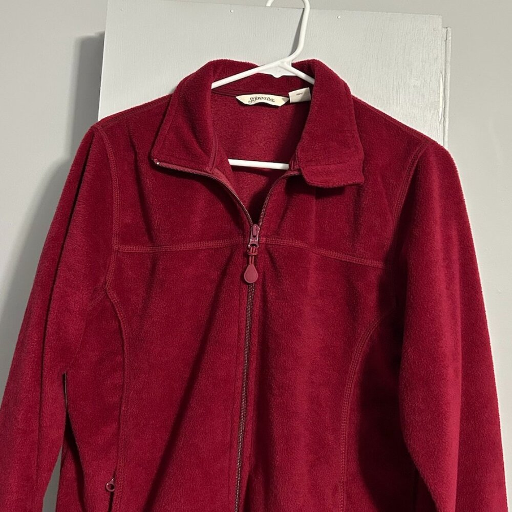 St. John's Bay Burgundy Fleece‎ Full-Zip Jacket Women's Size M
